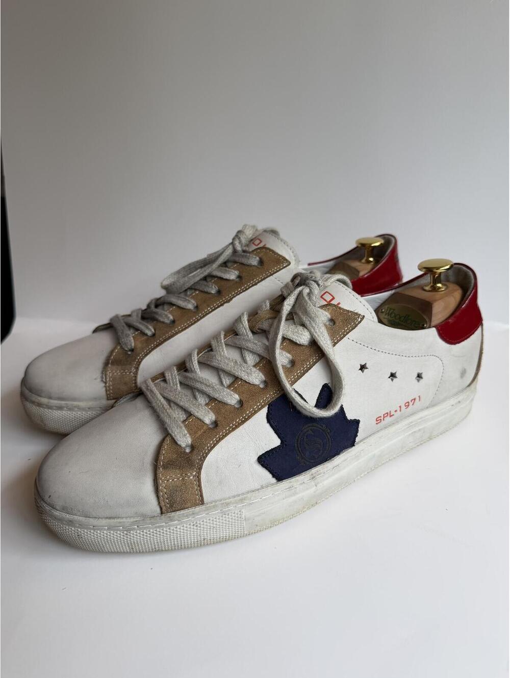 SEPOL White Leather Sneakers with Red and Blue Accents - Picture 3 of 6